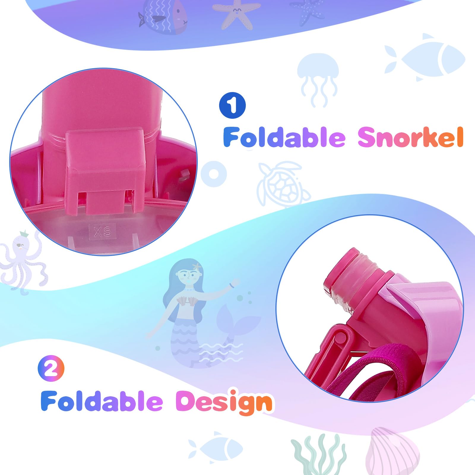 Full Face Snorkel Mask for Kids 4-16, 180 Degree Panoramic View Snorkeling Set Anti-Fog Anti-Leak, Foldable Dry Top Snorkeling Gear for Kids - Image 3