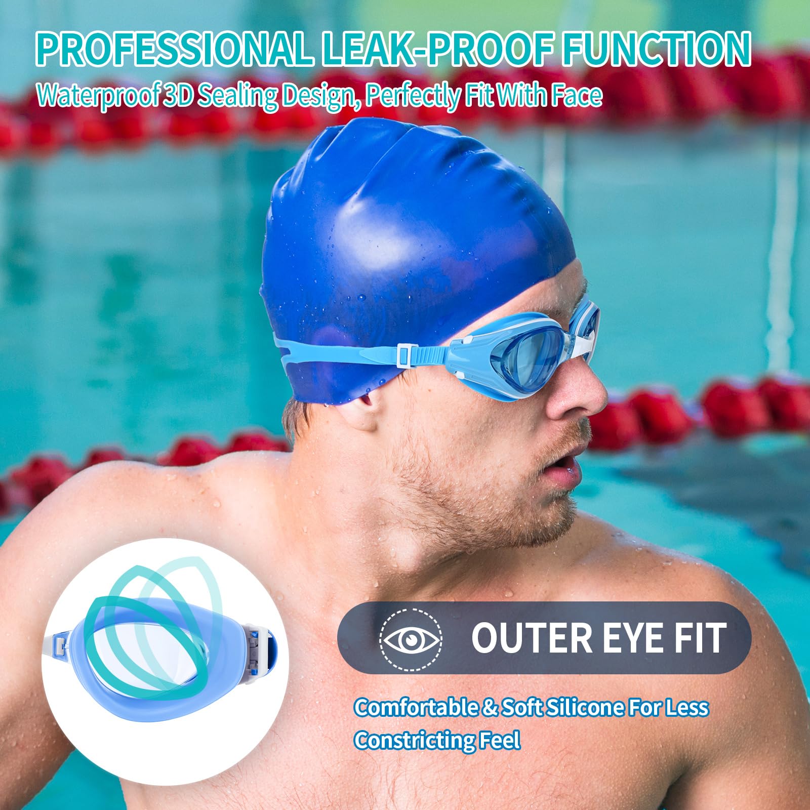 iGym Swim Goggles ShortSighted,Nearsighted Optical Swimming Goggles Anti-Fog UV Protection Adjustable Buckle For Women Men - Image 7