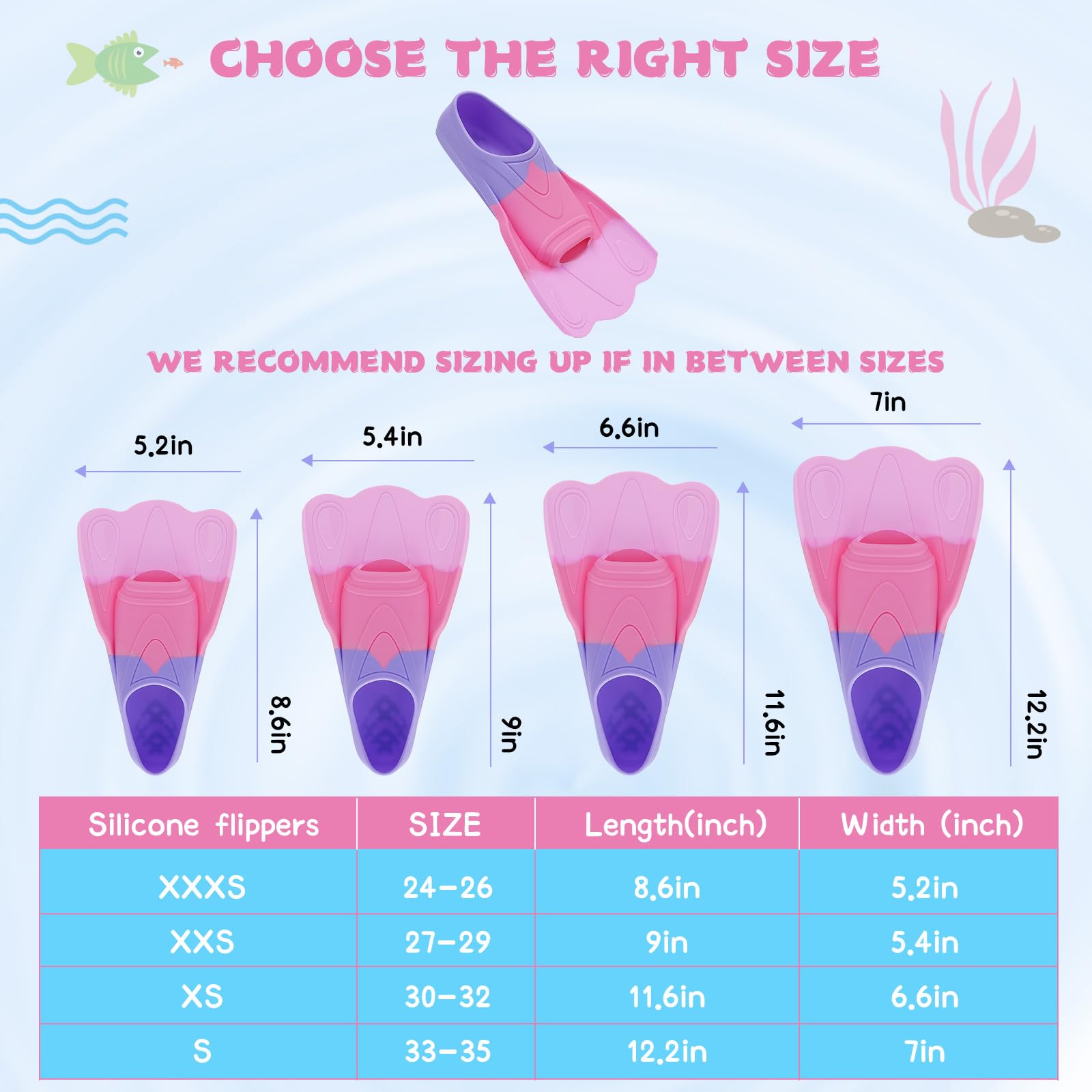Kids Swim Training Fins, Comfortable Silicone Short Fins for Lap Swimming Flippers, Travel Size Flipper for Kids with Mesh Bag - Image 4