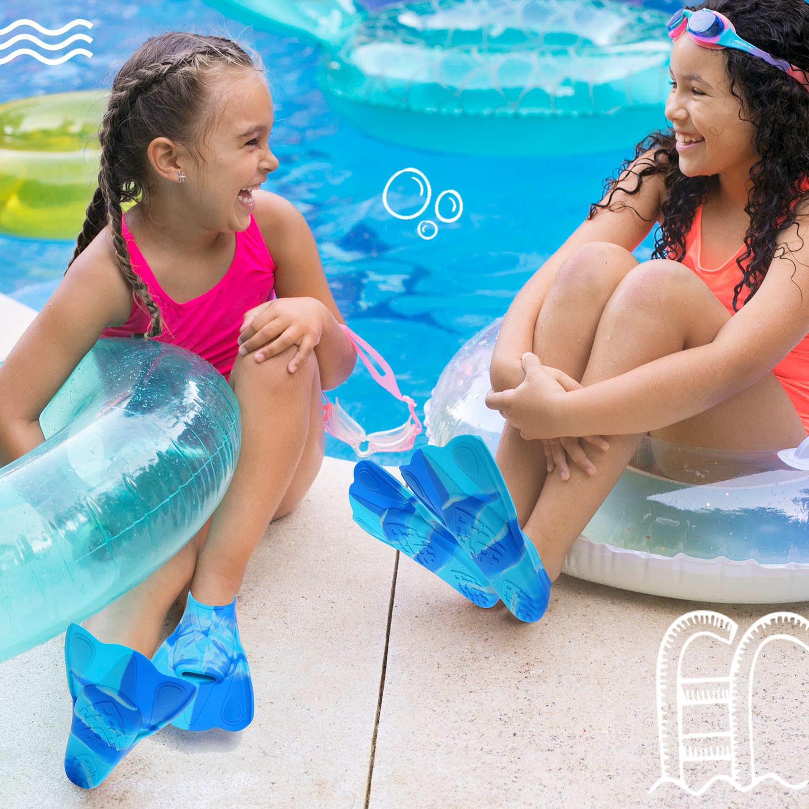 Kids Swim Training Fins, Comfortable Silicone Short Fins for Lap Swimming Flippers, Travel Size Flipper for Kids with Mesh Bag - Image 6