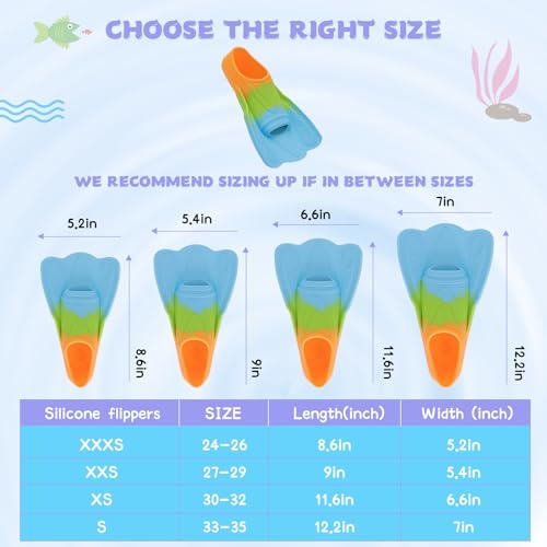 Kids Swim Training Fins, Comfortable Silicone Short Fins for Lap Swimming Flippers, Travel Size Flipper for Kids with Mesh Bag - Image 4