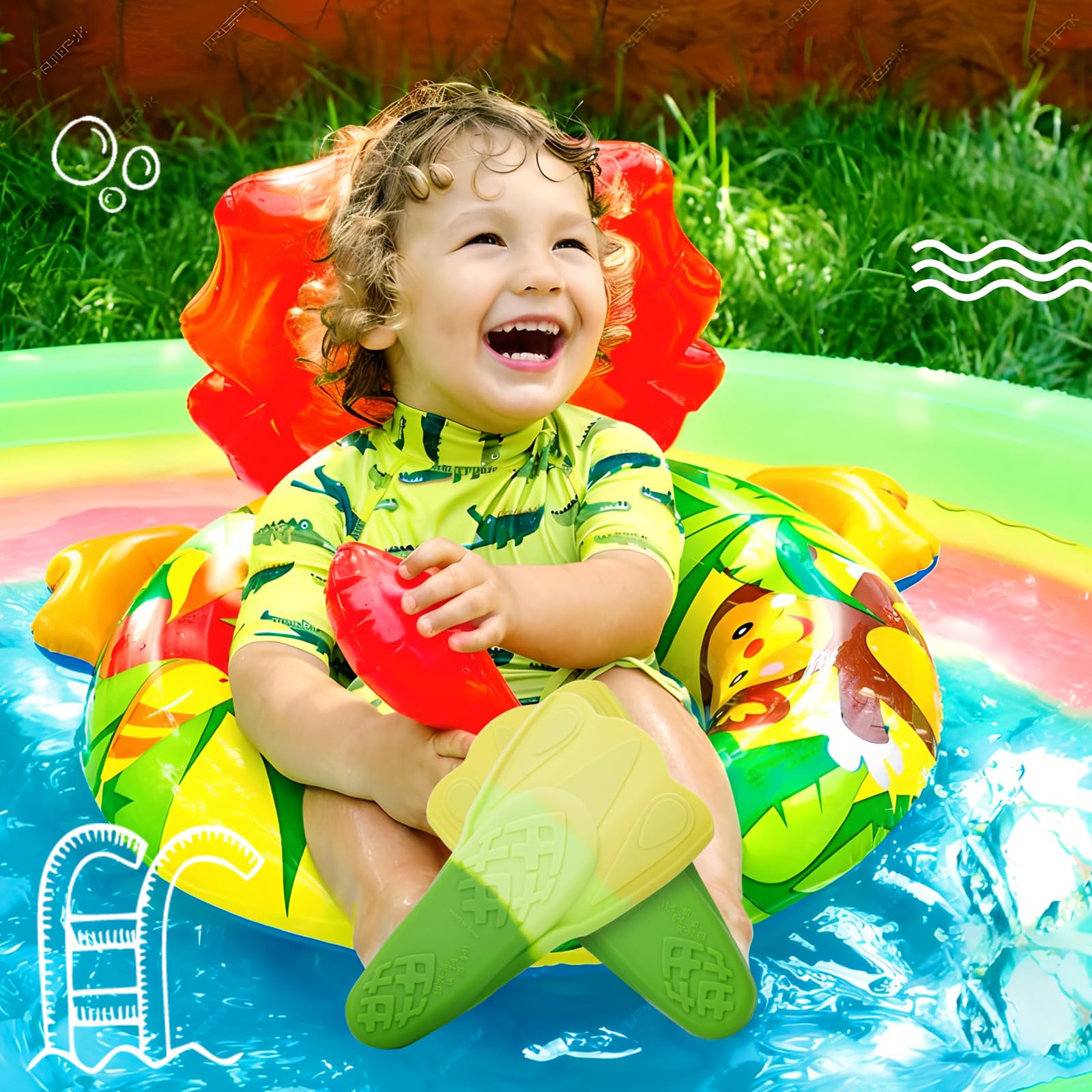 Kids Swim Training Fins, Comfortable Silicone Short Fins for Lap Swimming Flippers, Travel Size Flipper for Kids with Mesh Bag - Image 6