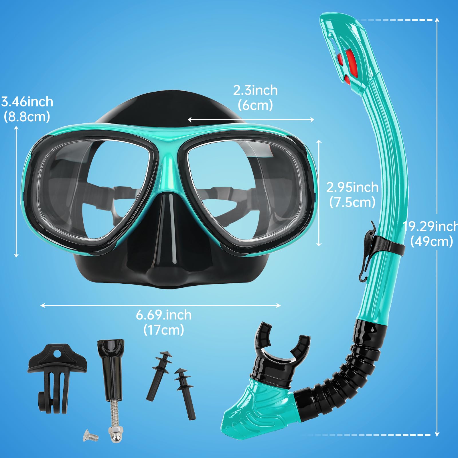 Nearsighted Snorkeling Gear for Adults Youth, Professional Shortsighted Full Dry Top Silicone Snorkel Set, Anti-Fog Diving Mask with Detachable Camera Mount for Scuba Diving, Spearfishing, Freediving - Image 7